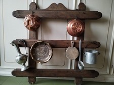 Espositore ANTICO 800 Supporto Base Ramiera Legno NOCE MASSIC Porta oggetti rame