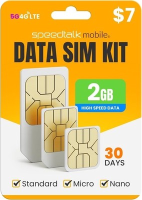Speedtalk Mobile Data SIM Card - 2GB Internet 30 Day Data Plan 5G 4G LTE SIM KIT