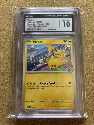 2024 Pokemon SVP EN-SV Black Star Promo World Championships #190 Pikachu CGC 10