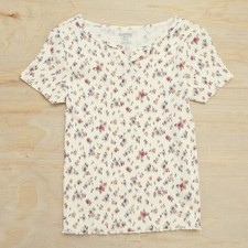Girl's Size 7A OshKosh B'gosh Floral Ribbed Knit Henley Shirt