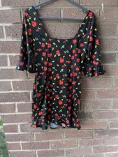 Ladies Mini Dress - Size 8 - ASOS - Black - Red Floral