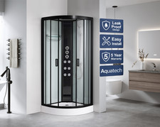 800x800 Quadrant Black Thermostatic Shower Cabin Enclosure Cubicle Room Bathroom