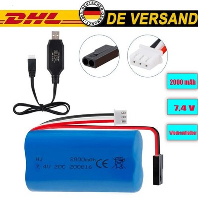 Li-Ion Akku 7,4V 2000mAh Batterie 2P Stecker MJX T640 F39 F49 T39 RC Syma 822