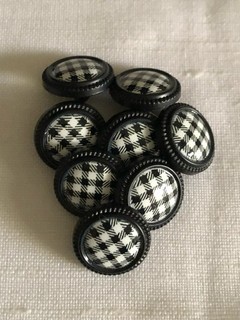 Lot Of Round Black & White Check Shank Buttons X 8 New