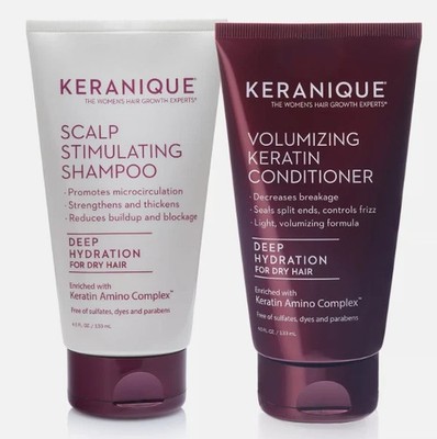 New 2 x Keranique Scalp Stimulating Shampoo & Replenishing Keratin Conditioner