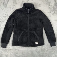 The North Face Fuzzy Sherpa Full Zip Jacket Black Mock Neck Womens Size Small