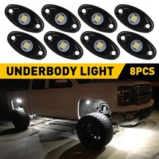 8PCS White LED Rock Lights Underbody Lamp for JEEP Offroad Truck ATV UTV