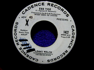 Lenny Welch PROMO 45  EBB TIDE / CONGRATULATIONS, BABY  1962 SOUL R&B  VG+ Vinyl
