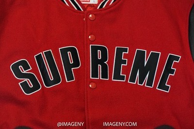 SUPREME CHITO BONE VARSITY JACKET USED SIZE LARGE RED BLACK FW18