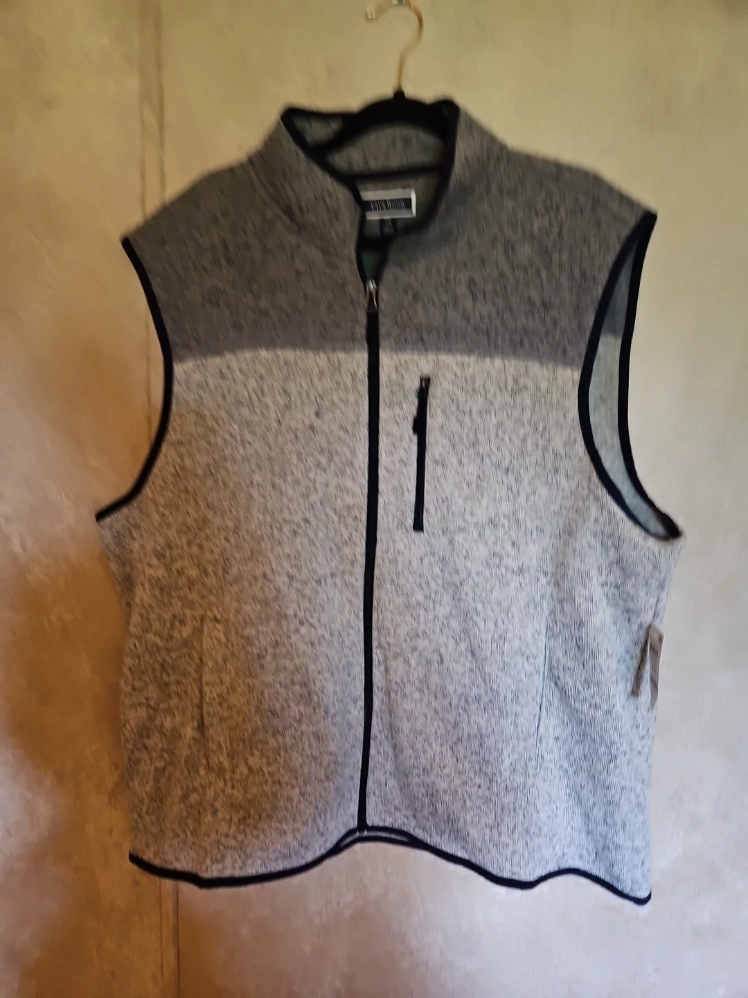 Club Room Vest Mens 2XL Gray Heather Full Zip Fleece Pocket Lightweight Outdoors