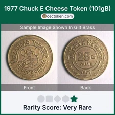 1977 Chuck E Cheese Token (101B) Brass 25mm Very Rare