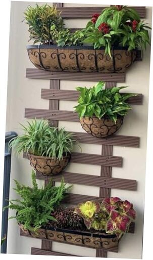 Metal Wall Flower Basket with Coco Coir Liner Balcony Black-24