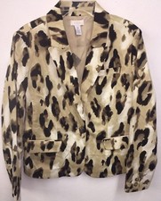 Chicos Neutral Animal Print Blazer Jacket 0 XS 4 NEW 139 Leopard Cheetah B11 