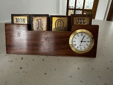  Vintage Wooden Desk Calender / Date / Clock , Rusty Feel 