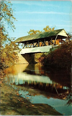Millers Run Lyndon Center Vermont River Scenic Bridge Fall Chrome Postcard