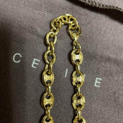 Used Rera Celine Vintage Triomphe Chain Links Charm gold necklace