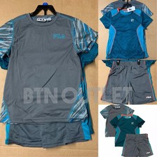 FILA 5 or 7 Boy's 3pc 2 Shirts 1 Short Logo Screen Print Outfit Short Set Teal