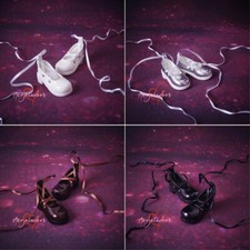 PU Student Shoes Ribbon Strap for 1/6 1/4 1/3 BJD Doll White/Silver/Brown/Black
