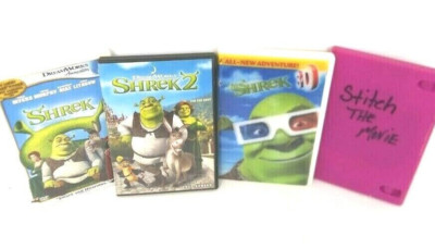 DVD Movie Video Discs Shrek 1  2 And 3D And Stitch The Movie IN STOCK
