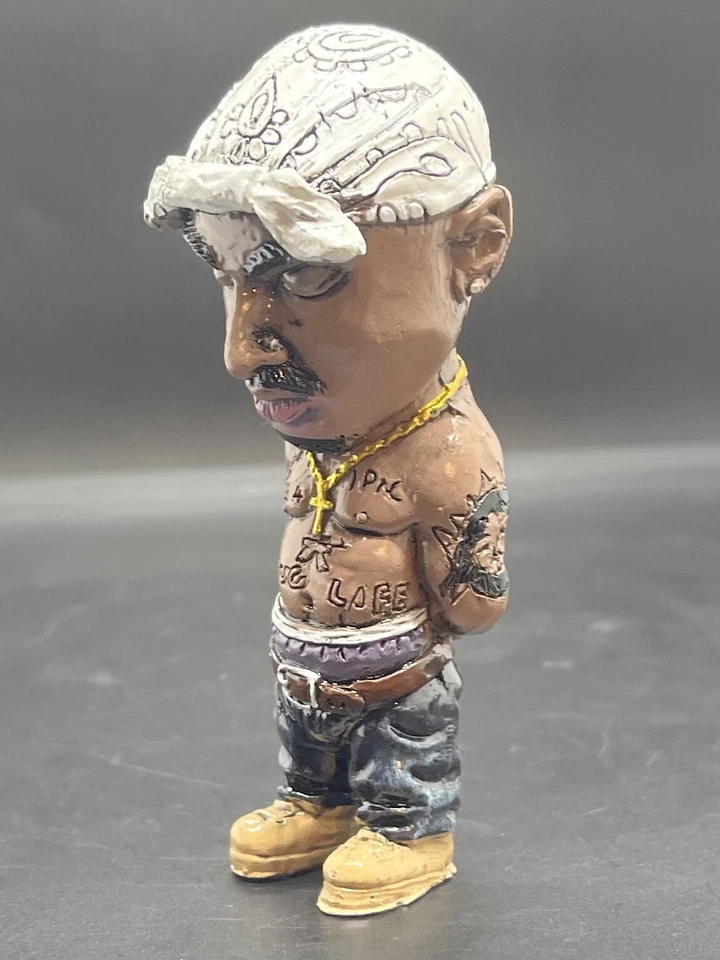 Tupac Turbante Blanco Hip Hop Resina Creativa Escritorio Estatua Hogar 4.25" Nuevo Foto 4 de 4