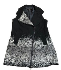 Luii Full Zip Vest Sleeveless Jacket Women’s Size S Black White Swirl Geometric