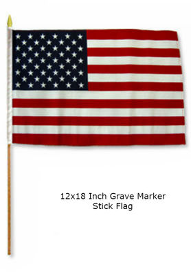 12x18 12''x18'' USA American 50 Star Grave Marker Stick Flag 100D