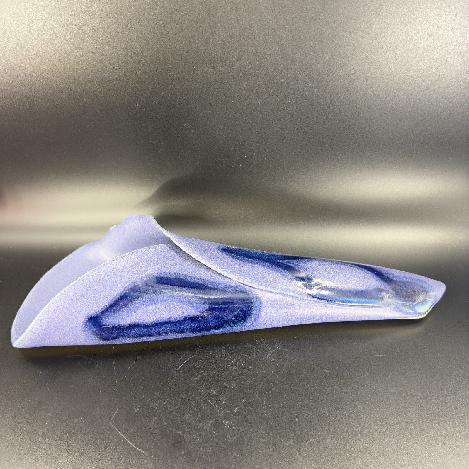 HILBORN Canada Art Pottery Vase Wall Pocket Ceramic Light Purple Blue 15inch