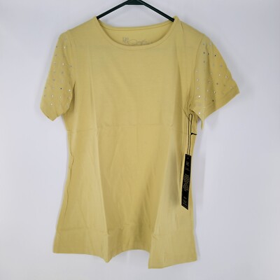 DG2 by Diane Gilman White Gem Short Sleeve T-Shirt (Lime XS & S) NEW with Tags
