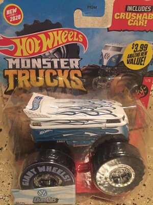 2020 Hot Wheels Monster Trucks VOLKSWAGEN DRAG BUS With Crushable Car