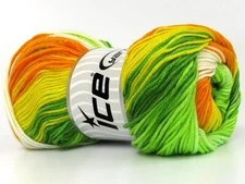 4-Skein Lot AntiPilling Magic Yarn Light 4x100g/280m Green White Orange Yellow