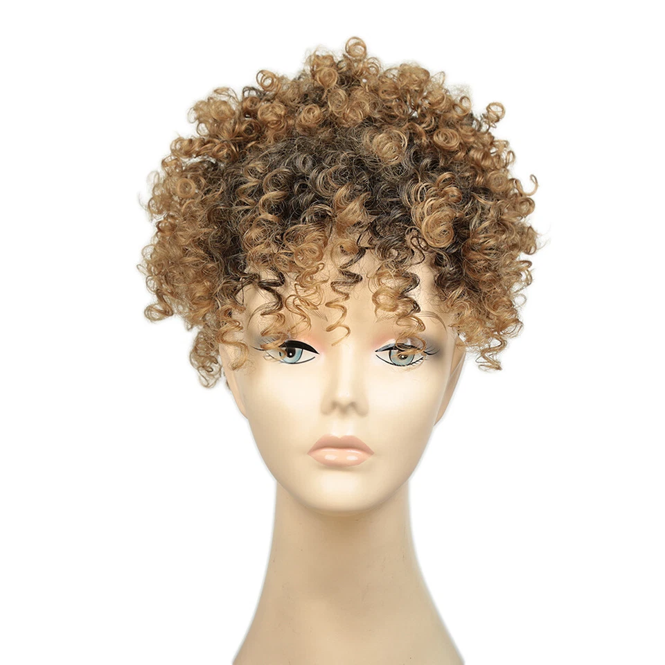Afro Puff Drawstring Ponytail Bun with Bangs Synthetic Short Kinky Curly Wig - Image 2 of 4