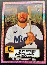 2021 TOPPS CHROME ANNIVERSARY EDDY ALVAREZ #135 RC ROSE GOLD SPARKLE SP 4/75