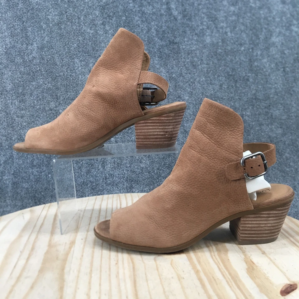 Botas Lucky Brand para mujer 9,5 M Bray botines con cordones de cuero marrón hebilla de bloque Foto 2 de 4