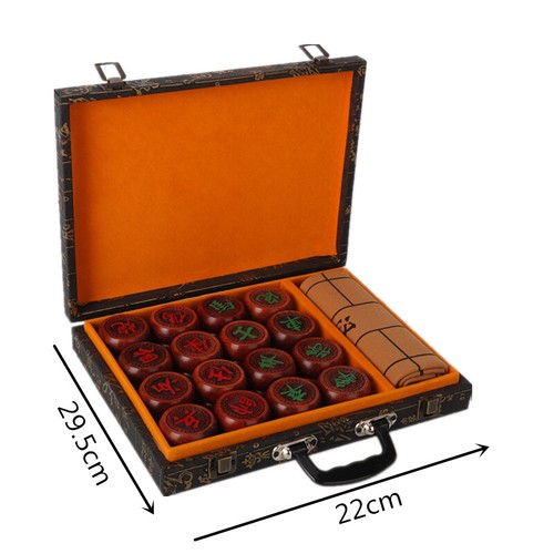 Traditional Chinese Chess Set Wooden Chess Board Game Xiangqi with PU Chessboard - Picture 17 of 17