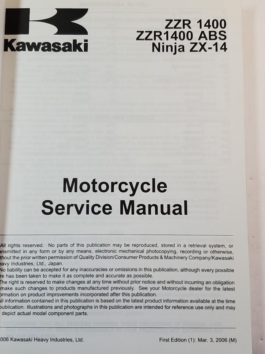 2006-2007 Kawasaki ZZR1400 Ninja ZX-14 Service Manual | 99924-1362