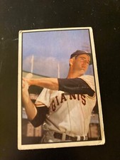 1953 Bowman baseball color #74 Don Mueller New York Giants creased