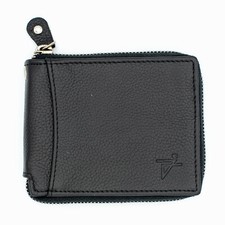 Zip Around Wallet For Men Biker Chain Wallet RFID safe Leather Bifold Wallet