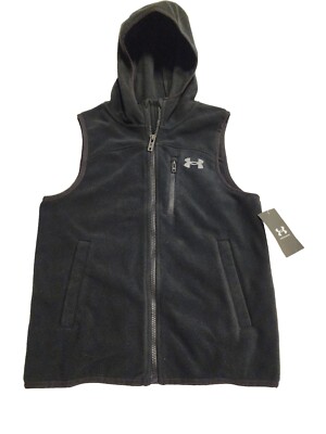Under Armour Fleece Vest Boys Youth Size Small Hooded Full-Zip