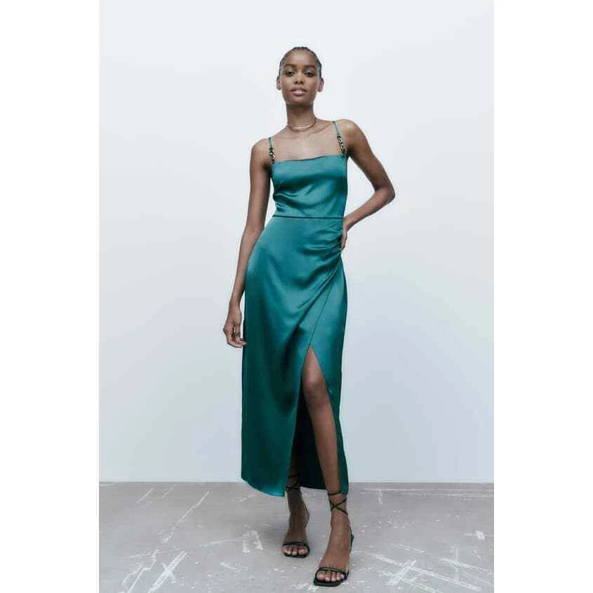 ZARA - Satin Camisole Dress (Duck Green) - Size L