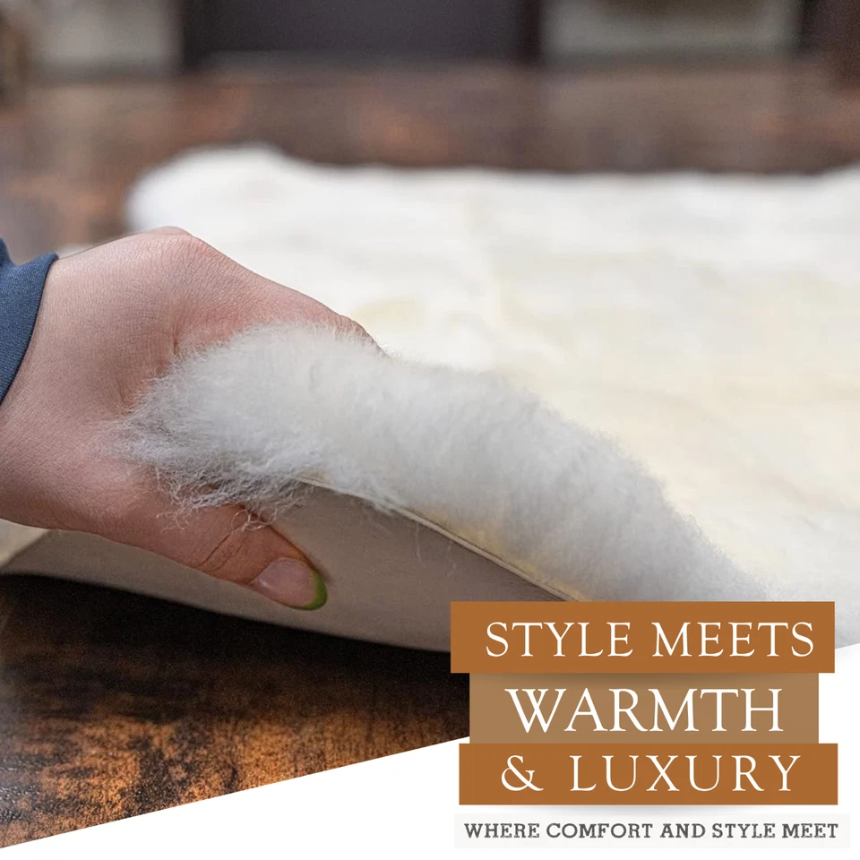 Real Sheepskin Rug  Natural White  - Size 2 x 3'  Lambswool - Image 4 of 4