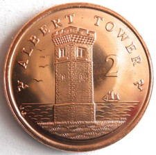 2008 ISLE OF MAN 2 PENCE - AU/UNC - Great Coin - Free Ship - Bin #LC103