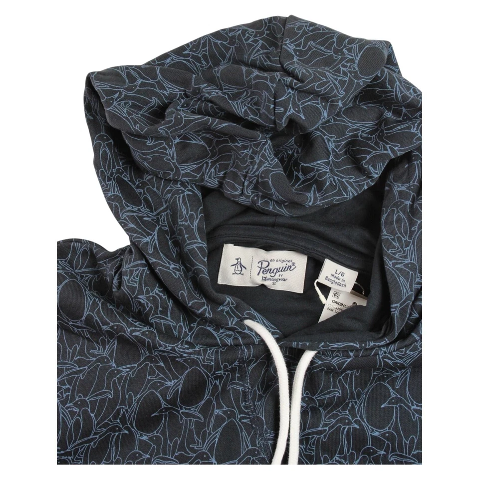 Sudadera con Capucha Original Penguin Para Hombre L Azul Zafiro Oscuro Pullover Manga Larga $108 Nueva Foto 4 de 4