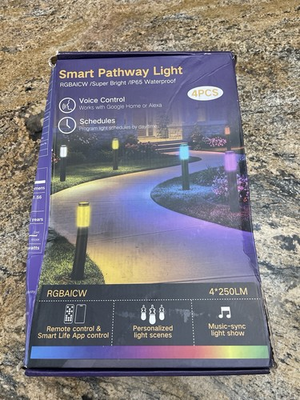 #ad #ad Smart Pathway Lights 4 Pk RGBICW Outdoor IP 65 App Alexa Open Box $55.00