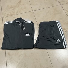 adidas men Gray Trefoil 3-Stripes Track Suit Jogging Outfit Pants And Jacket