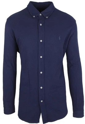 RALPH LAUREN POLO Herren Langarm Pique Hemd FEATHERWEIGHT MESH Blau Größe XL - Bild 1 von 4