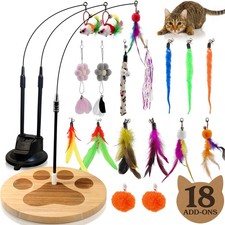 Feather Wand Teaser Cat Toys 18-Piece Simulation Toys for Indoor Cats, Cat St...