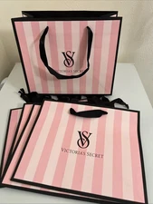 5 Victoria's Secret Pink Stripe Logo Medium Paper Shopping Gift Bags