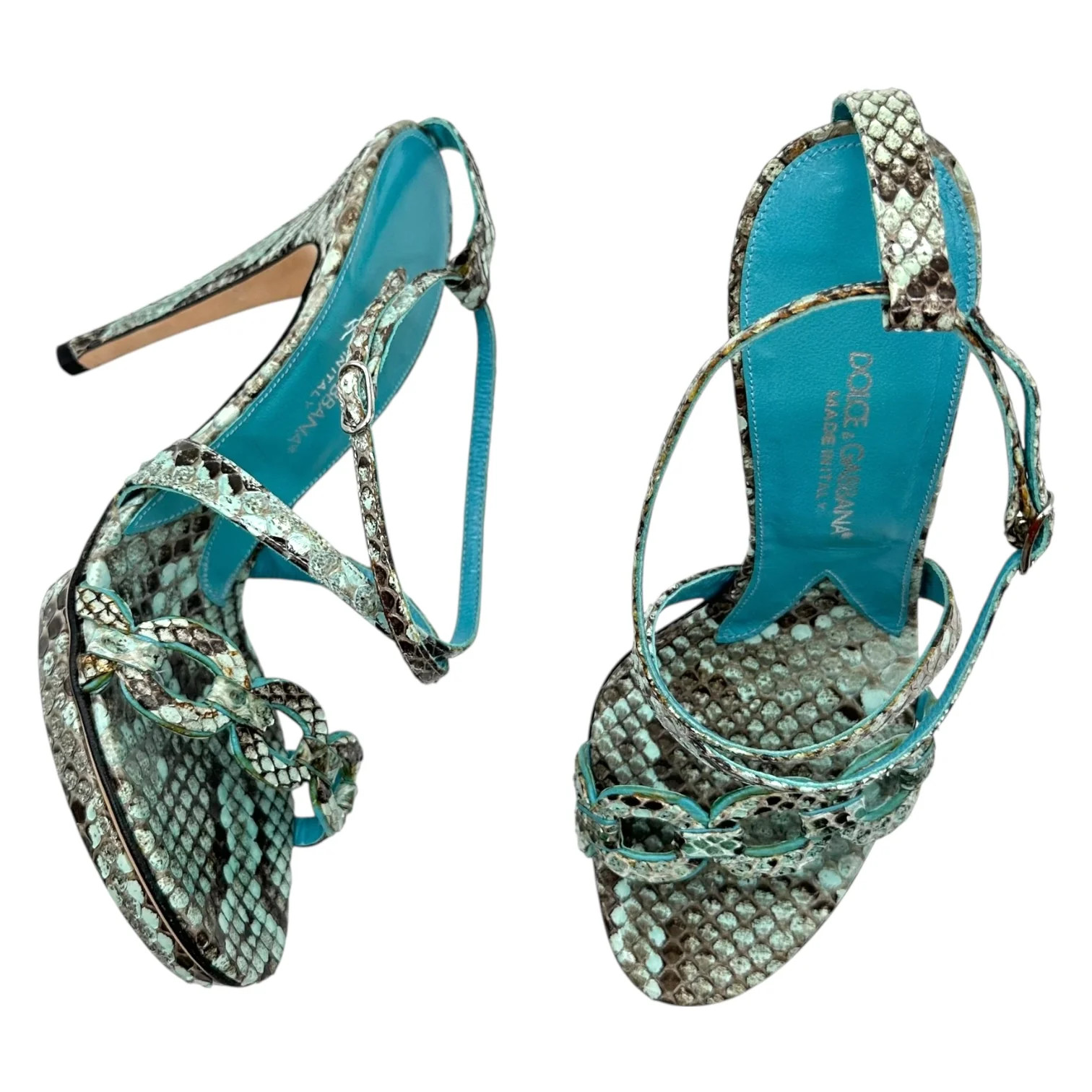 Dolce & Gabbana Blue Python Platform Sandal Heels - image 2