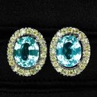 Bluish Green Paraiba Tourmaline 6.65Ct 925 Sterling Silver White Gold Earrings