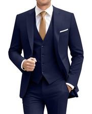 Men's 3 Piece Suit Elegant Two Button Slim Fit Suit Blazer Prom Wedding Tuxedo